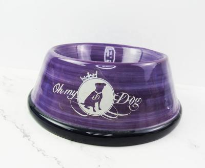 China Purple Dog Food Jar Pet Food Storage Jar Stoneware Dog Treat Bowls Viable Ceramic Storage Jar Dog Food Treat Bowls for sale