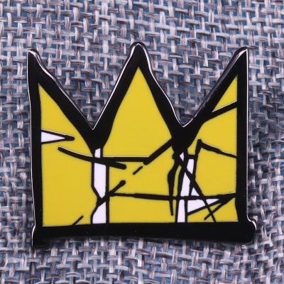 China Basquiat crown brooch graffiti art badge artist gift men's and women's shirts jackets copper accessory for sale