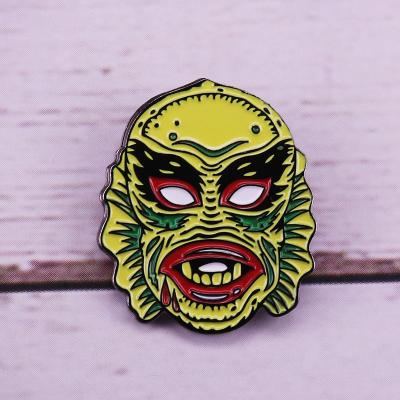 China Copper Black Lagoon Creature Enamel Pin Horror Movie Themed Brooch Darkness Under The Sea Jewelry for sale