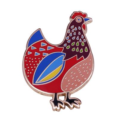 China Colorful ALLOY Art Jewelry Rooster Badge Gorgeous Urban Farm Animal for sale