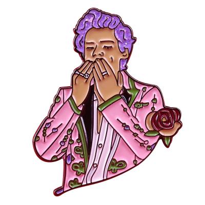 China Cute Harry Styles Blowkiss Enamel ALLOY Pin Glitter Badge Music Lovers Gift for sale