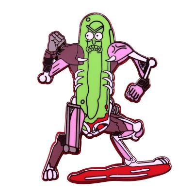 China ALLOY Cyborg Pickle Rick Skateboard Lapel Pin Fun and Unique Cartoon Lovers Gift for sale