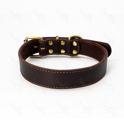 China Custom Top Quality Professional Chosen Top Layer Whip Durable Wholesale Genuine Leather Dog Collar for sale