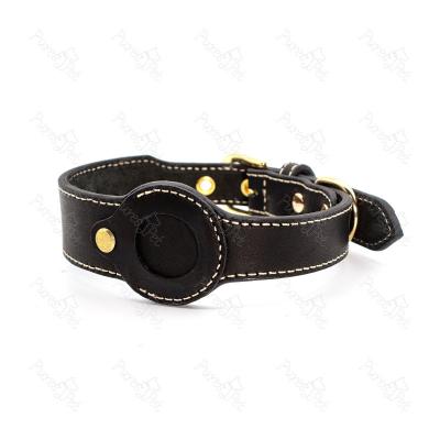 China Professional Genuine Leather Factory Real Leather Factory Custom Wholesale Custom Airtag Dog Collar for sale