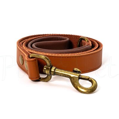 China Wholesale Real Leather Padded Designer Dog Leash Luxury Genuine Leather Pet Rope Collar Custom Made In Advance for sale