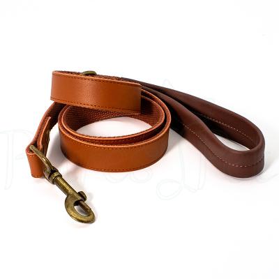 China Wholesale Luxury Modern Large Dog Leashes Stylish Padded Leather Dog Leash With Durable Metal Buckles for sale