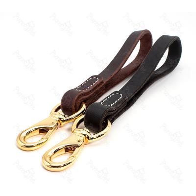 China Sustainable Short Genuine Leather Traffic Dog Leash for sale