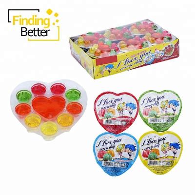 China China Natural Hot Sale Mix Fruit Flavor Jelly Cup Candy Rose Surround Halal Heart Shape Sweet Jelly Pudding for sale