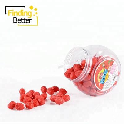 China Best Natural Selling Halal Gum Candy Strawberry Shaped Chewing Gum Strawberry Flavored Chewing Xylitol Bubble Ball Chewing Gum for sale