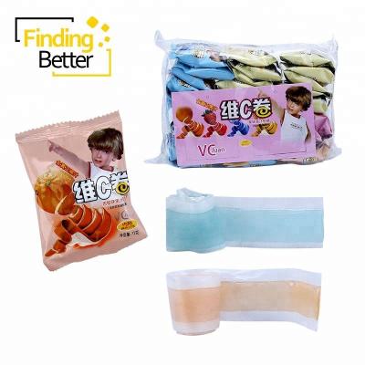 China Natural Vitamin C Halal Soft Gummy Pectin Brands Jelly Fruit Roll Candy Gummy Strip for sale