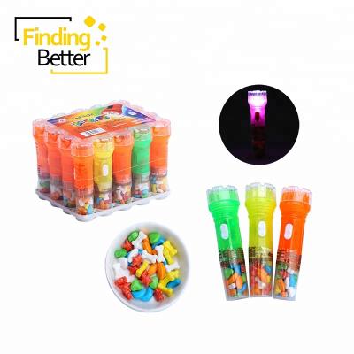 China Cartoon Toys Shantou Toys Torch Candy Plastic Toy Filled Tablet Hard Candy Lighting Led Soft Light Up Flashlight Toy Candy for sale