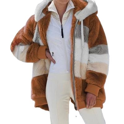 China 2022 sale women's long sleeve lamb windproof coat fall/winter zipper fleece warm coat plush wool hooded women for sale