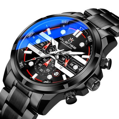 China Luxury Waterproof Blue Glass Band Automatic Stainless Steel Date Light Wrist Men's Multifunctional Quartz Watches for sale