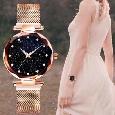 China Fashion popular minimalist starry sky watch quartz band ladies women magnetic quartz watch for sale