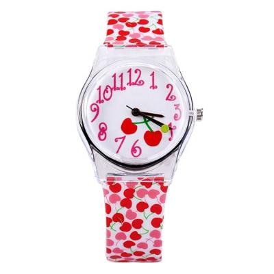 China Water Resistant 2019 New Cherry Pattern Silicone Children Watches Custom Made Popular for sale