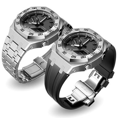 China Fashion& 4th gen ga2100 mod 316 stainless steel metal case lightweight silicone strap for gshock watch for sale