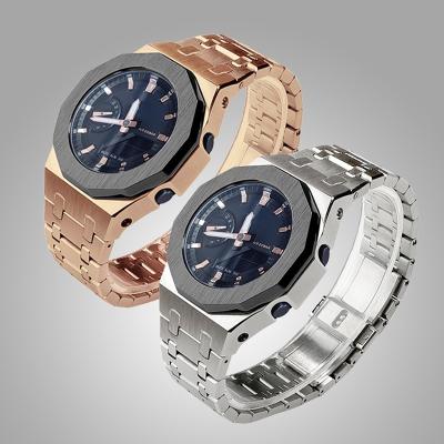 China GMAS2100 Customized LOGO new all metal bezel strap replacement mod stainless steel watch case band for GMA-S2100 mod for sale