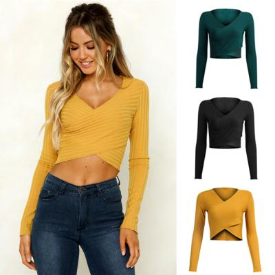 China Designer High Quality Anti-pilling Women's Solid Color Pullover O-neck Women's Long Sleeve Top for sale