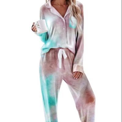 China High Quality QUICK DRY Women's Lady Designer Tie Dye Pajamas Women's Two Piece Set for sale