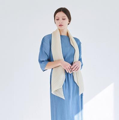 China Polyester 2021 Pure Women Spring Summer Color Chiffon Pleat Pleat Hot Selling Scarf for sale