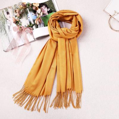 China 2020 New Winter Style Women's Pure Color Striped Scarf Women's Warm Scarf for sale