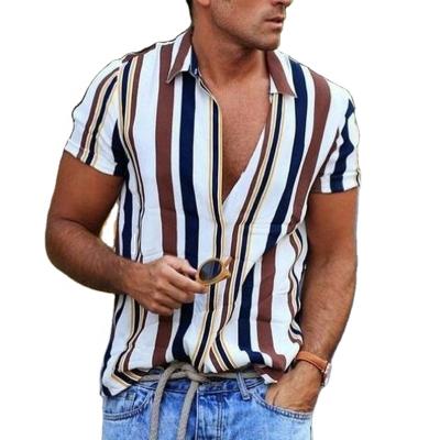 China New QUICK DRY Summer Striped Shirt Men's Casual Shirt Short Sleeve Shirt for sale