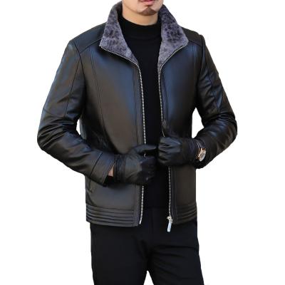 China Genuine direct sales viable men's pure black brown leather jacket S-6XL for sale