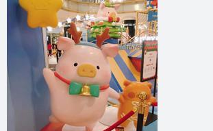 China Weihnachtsspielzeug FRP-Skulptur Spielzeugprodukte Animation Figure Pink Pig,Dauerhaftes Tierbild-Spielzeug zu verkaufen