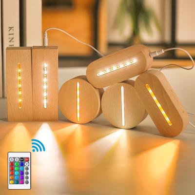 China Base de luz nocturna de madera de carga USB Tablero de notas Lamparita luminosa para el dormitorio Regalo personalizable Tablero acrílico base de madera en venta