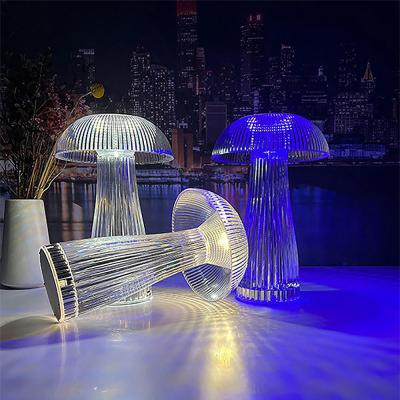 China LED Touch Sensor Dimming Mushroom Night Light Cordless Jellyfish Table Lamp Rechargeable transparent crystal night lamp zu verkaufen