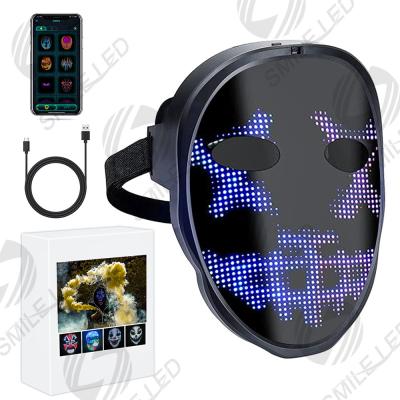 China Bluetooth LED Luces para la fiesta Máscara de bricolaje Edición de imágenes Máscara programable LED Máscara luminosa Control de la aplicación para mascarada de Halloween en venta