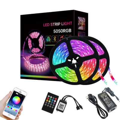 China Drop Shipping Venta caliente CCT conjunto completo 10M 5050 12V RGB LED Strip Luz de energía APP control remoto LED tira en venta