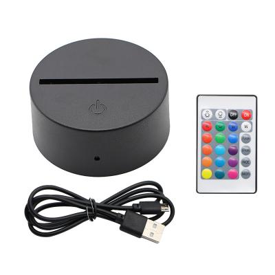 China 3D LED Night Light Touch Base ABS Acrílico Negro LED Bases de lâmpada com cabo USB e controle remoto para decoração de quarto à venda