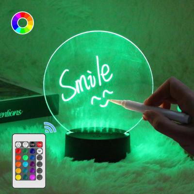 China 2022 Hot Deals Tabuleiro de escrita apagável DIY RGB LED Memo Mensagem Luminosa Nota Tabuleiro de escrita acrílico Luz à venda