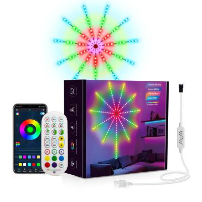 중국 DIY APP 음악 리모컨 불꽃놀이 꿈의 색상 DC5V 60 LED 미터 리모컨 음악 제어 rgb 픽셀 불꽃놀이 LED 빛 크리스마스 판매용