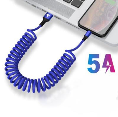 China Data Cable For Samsung S21 S30 Plus MOTO LG AICOO Coil Spring Extend 1.5m TYPE C 5A Phone Fast Charging Nylon Braided Data Cable For Samsung S21 S30 Plus MOTO LG for sale