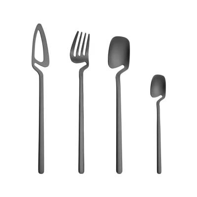 China 2022 Items Design Tableware Hot Creative Futuristic Futuristic Stainless Steel Tableware Knife And Fork Set Hanging Cutlery Set for sale