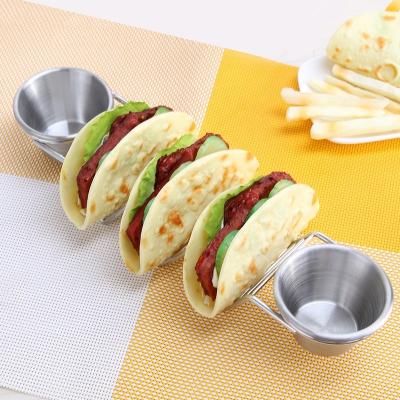 China Sustainable Kitchen Restaurant Tools Mexican Taco Pancake Rack Food Holder Stainless Steel Taco Rack For Mexican Pancake Tortillas for sale