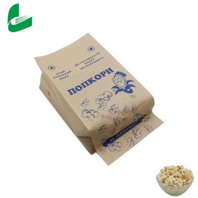 China Brown Popcorn Packaging Bag Made Of Greaseproof Paper Without  Diacetyl Or PFOA for sale