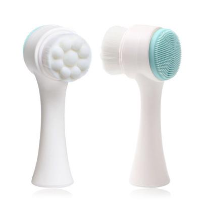 China For commercial & Hot Sale 3D Silicone Cleaning Double Side Manual Soft Face Home Use Sweep Beauty Tools Massage Facial Cleansing Brush for sale