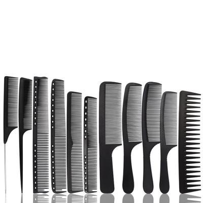 China Professional Custom Barber Cutting Comb High Quality Carbon Fiber Barber Logo Black Straight Hair Comb Salon Equipment for sale