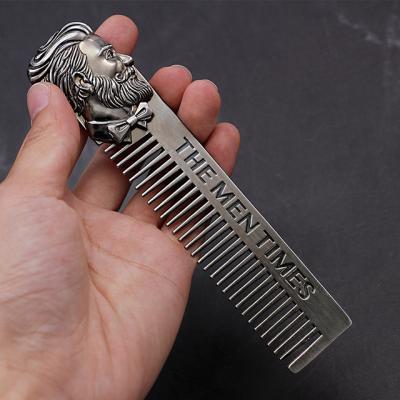 China Portable Hot Selling Mens Stainless Steel Beard Comb Mister Mature Metal Shaping Best Beard Trimming Comb for sale