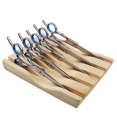 China Set Regular Hairdressing Scissors/Salon Wood Shear Rack Barber Scissors Storage Rack Hair Sharpeners/Razors Hairdressing Tools Show Stand Haircut Tool Display Rack for sale