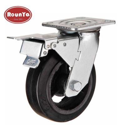 China For Industrial For Industrial Heavy Duty Swivel Casters Rubber Wheels With 660lbs Brake Capacity for sale