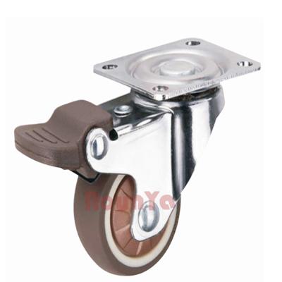 China DIY Furniture Low Profile Office Chair Caster Wheels Swivel Top Plate Brake Casters On TPR Wheels For Furniture for sale