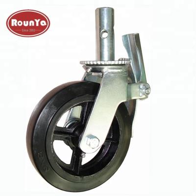 China For Scaffolding For Scaffolding 6 Inch 8 Inch Scaffold Caster Wheel Black Rubber Mold On Steel Scaffold Caster for sale