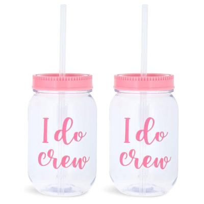 China Eco-Friendly I Crew Plastic Mason Jar For Bachelor Party And Bridal Shower (11+1) for sale