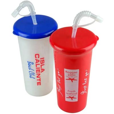 China Eco-friendly 32oz Custom Logo Large Cold Drink Plastic Cup With Straw for sale