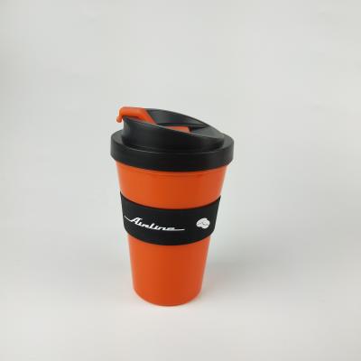 China Eco-friendly plastic 250ml coffee mug with filter and silicone band, easy to carry for sale