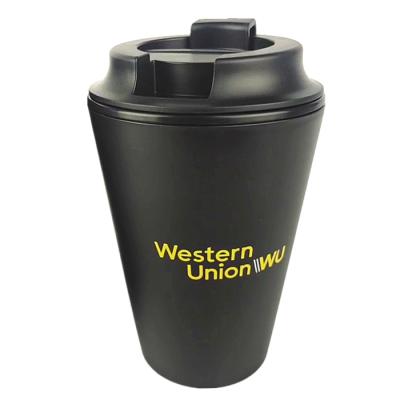 China 12oz Contemporary Double Wall Plastic Coffee Mug With Plastic Lids Drinking Coffee for sale